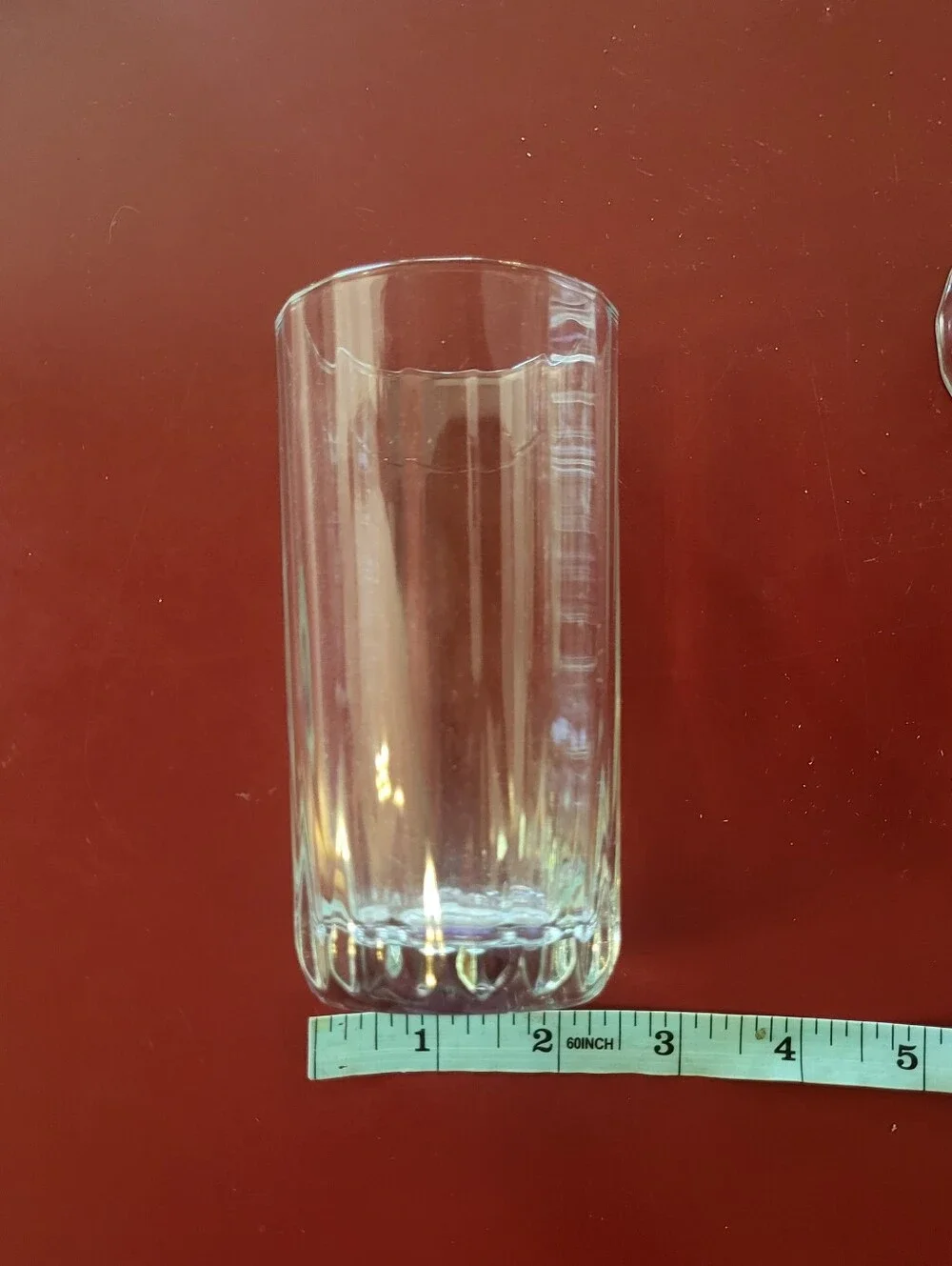 Set Of 5 Ribbed Water Glasses Approximately 6 Inches Tall Glass Vintage